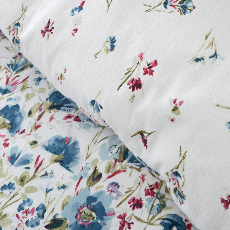 Brushed Cotton Ophelia Floral Reversible Duvet Cover Set, Super King Duvet Cover + 2 Standard Pillowcases