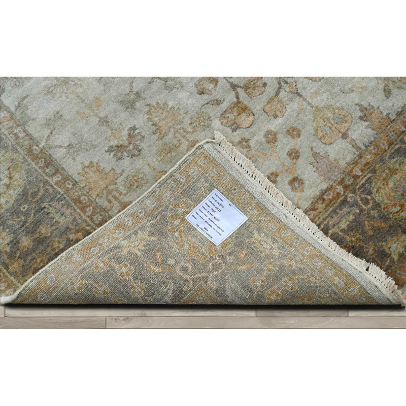 Tapis intérieur / extérieur oriental en laine doré / gris 6 pi 1 po x 8 pi 10 po Oriental