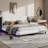 King Size Upholstered Platform Bed With LED Light Strips,White