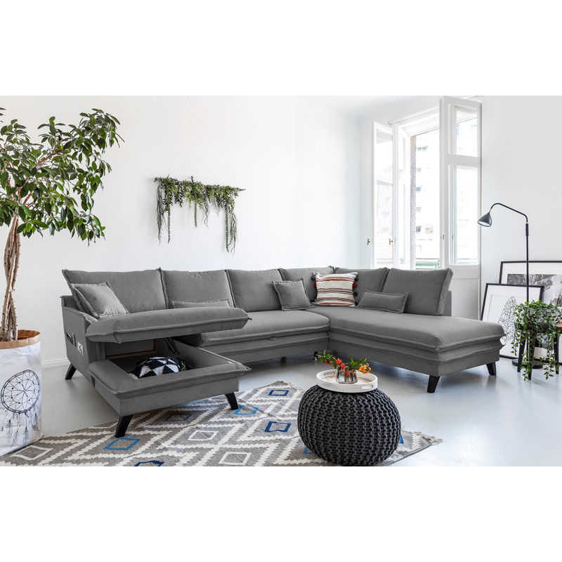 Charming Charlie Upholstered Corner Sofa, Right Hand Facing, Grey