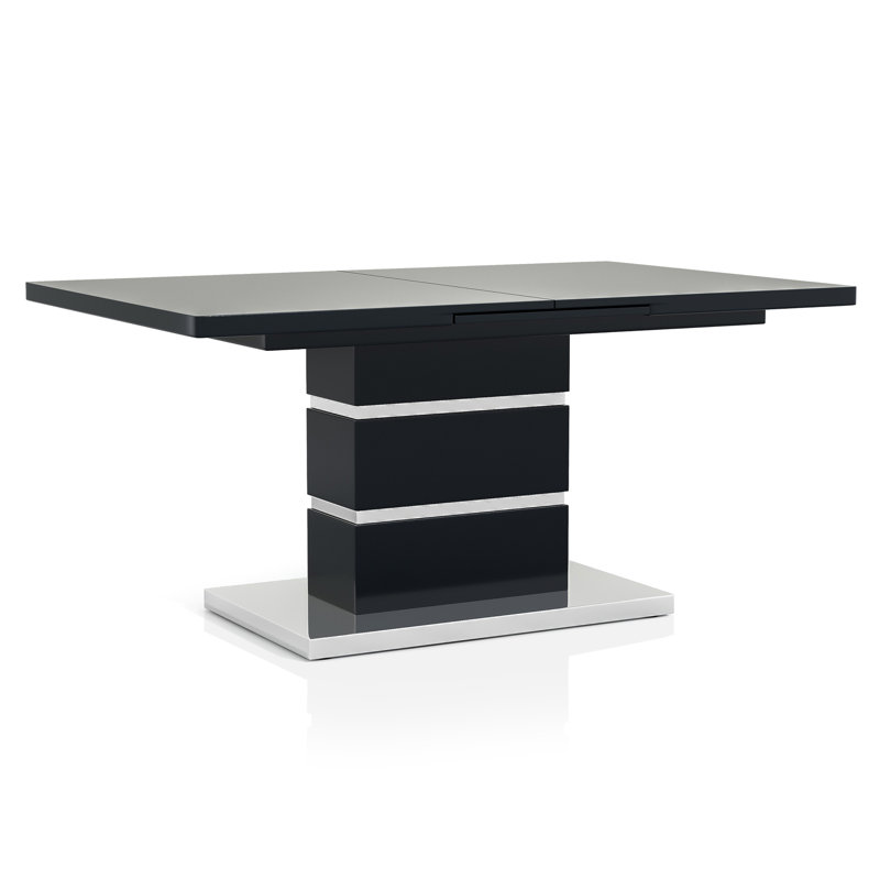 Ayleth Extendable Dining Table, Black/Chrome
