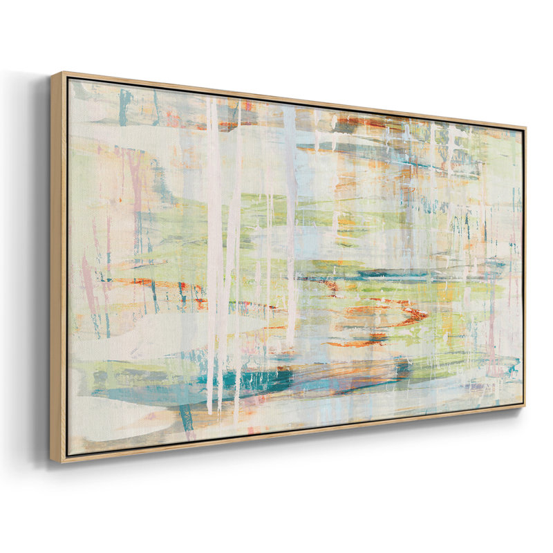 Giverny Rain - Toile tendue avec châssis encadré - Prêt à être accroché, H 25 po x l 49 po, Naturel