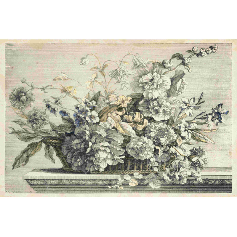 Panier de fleurs rétro II, H 20 po x l 30 po