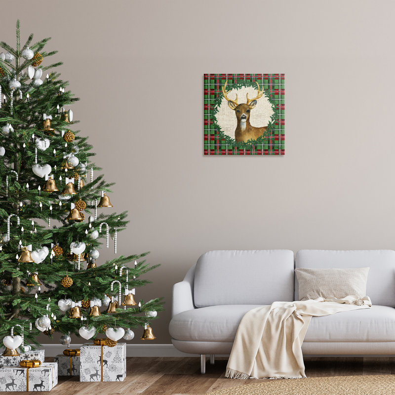  «Plaid Holiday Deer» par Paul Brent, H 24 po x l 24 po