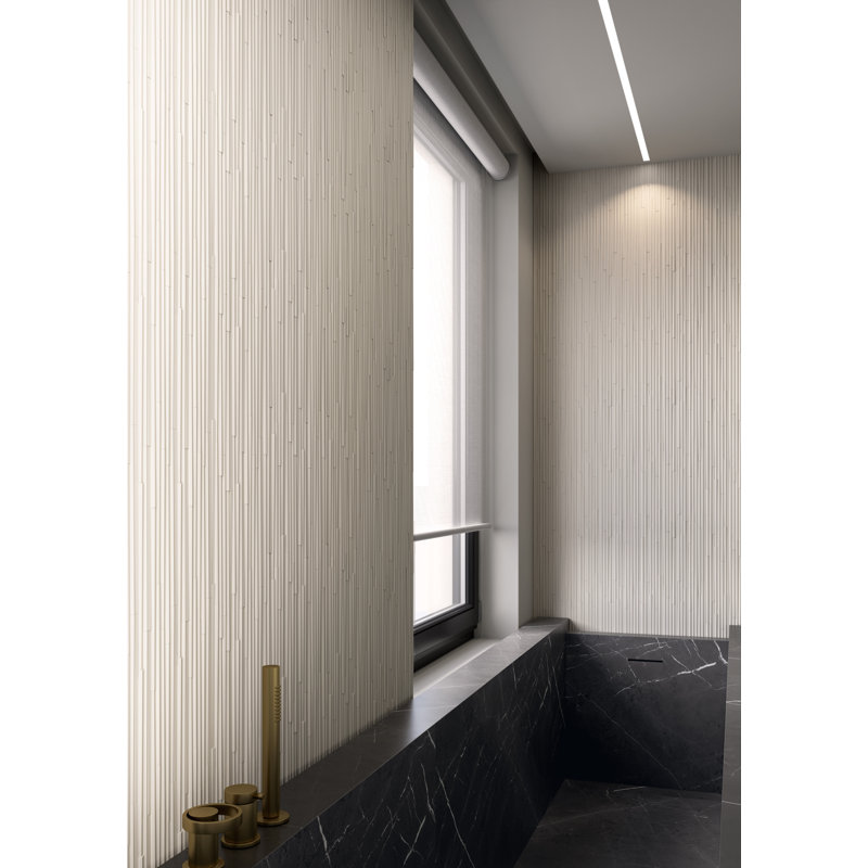 Phenomenon Rain B 0.2" x 10" Porcelain Linear Mosaic Tile, Black