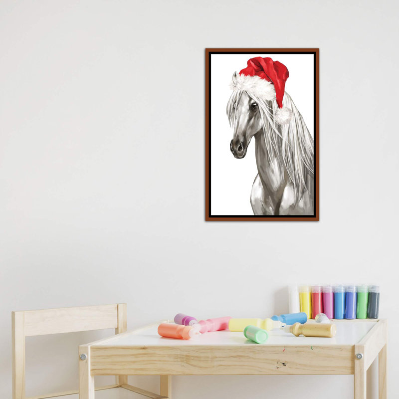 «Christmas White Horse» par Big Nose Work - impression d'art graphique, H 26 po x l 18 po x 1,5 po, Pas de tapis