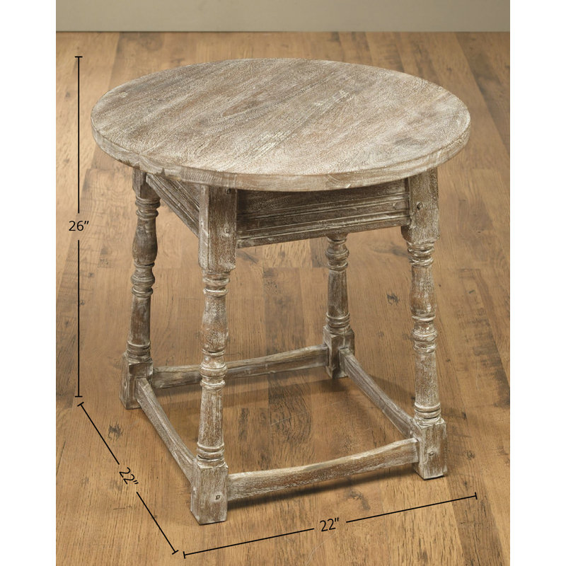 Ussery Round End Table, Stained Pecan