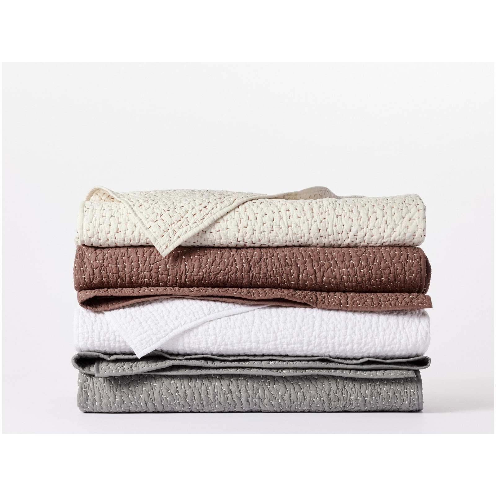 Pebbled Organic Percale Quilt, Undyed, King Quilt