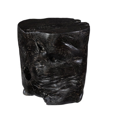 Tabouret d'appoint en bois massif noir délavé
