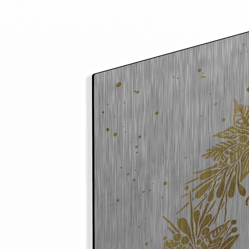 «Seasons Greetings Gold Wreath» par Cindy Jacobs, art mural en métal, H 36 po x l 36 po