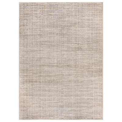 Striped Texture Linen Beige Indoor High-Low Area Rug