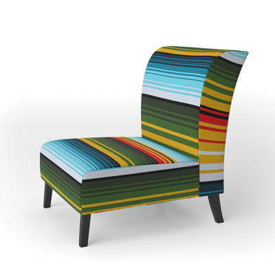 Fauteuil de chambre rembourré multicolore à rayures grunge