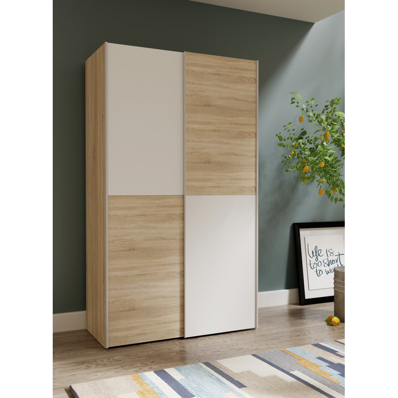 Silvis 2 Door Manufactured Wood Wardrobe, Sonoma Oak/White