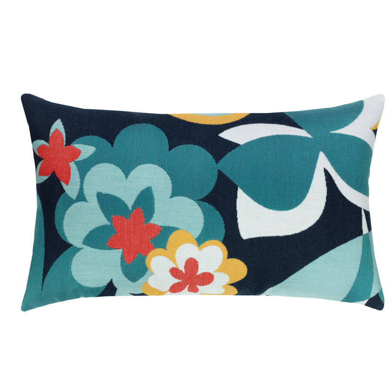 Floral Impact Lumbar Indoor/Outdoor Pillow Cover & Insert, Navy