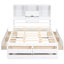 Grand lit plateforme avec tête de lit à 8 places - Bois massif blanc et rangement durable