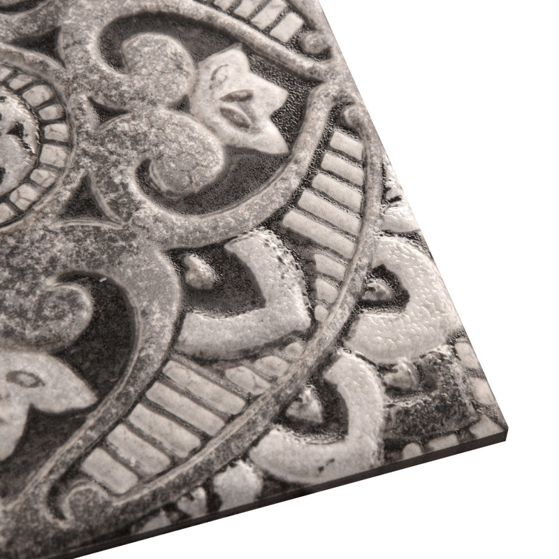 Mandala Decor 7-7/8 In. X 7-7/8 In. Ceramic Wall Tile