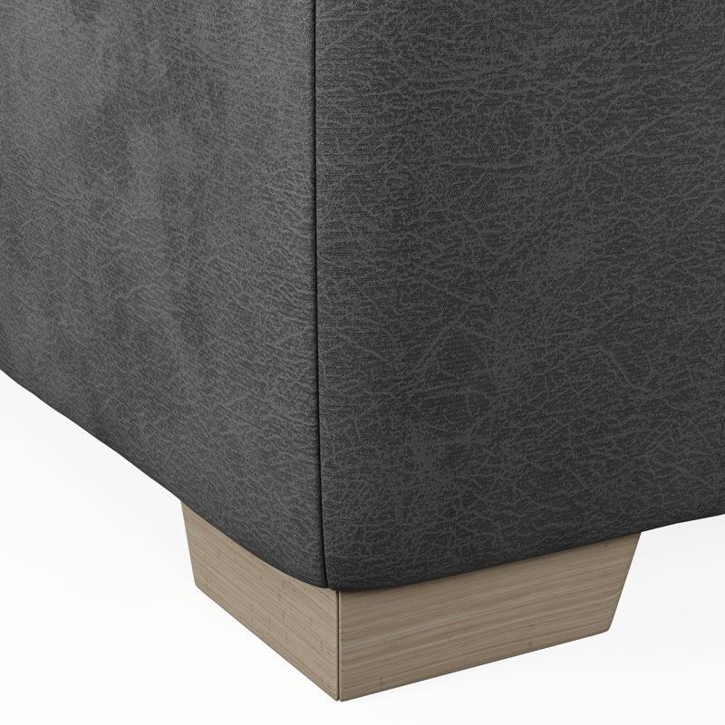 Bablu Marylin Wide Rectangle Footstool Ottoman with Storage, Charcoal