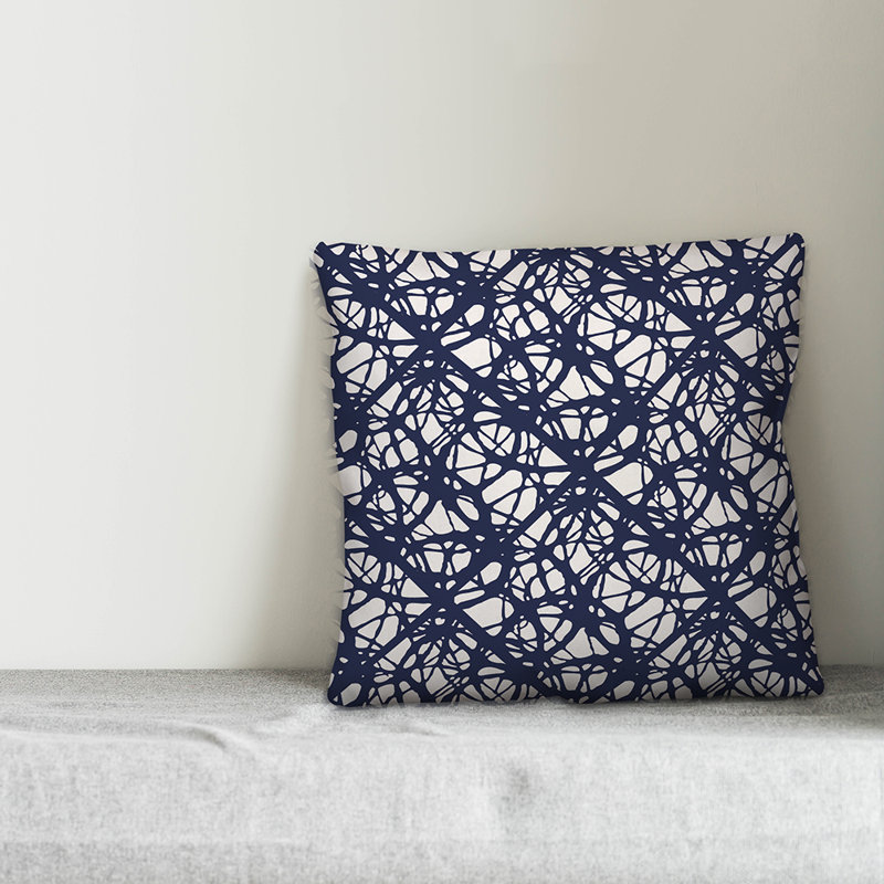  Coussin Dash, 18 po x 18 po, Bleu marine géométrique 2