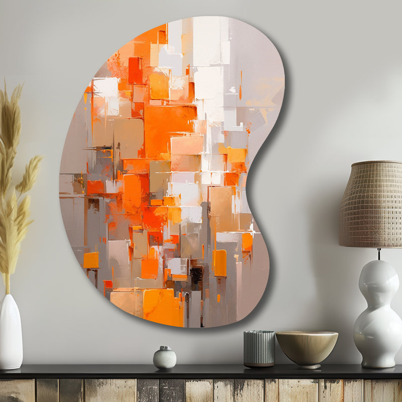 Claiton - décoration murale cubique asymétrique, sculpture murale en métal de forme unique, H 39 po x l 28 po