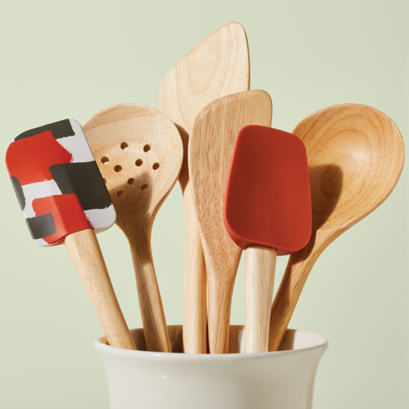 Ayesha Curry 6-Piece Light Wood and Silicone Cooking Utensil Set