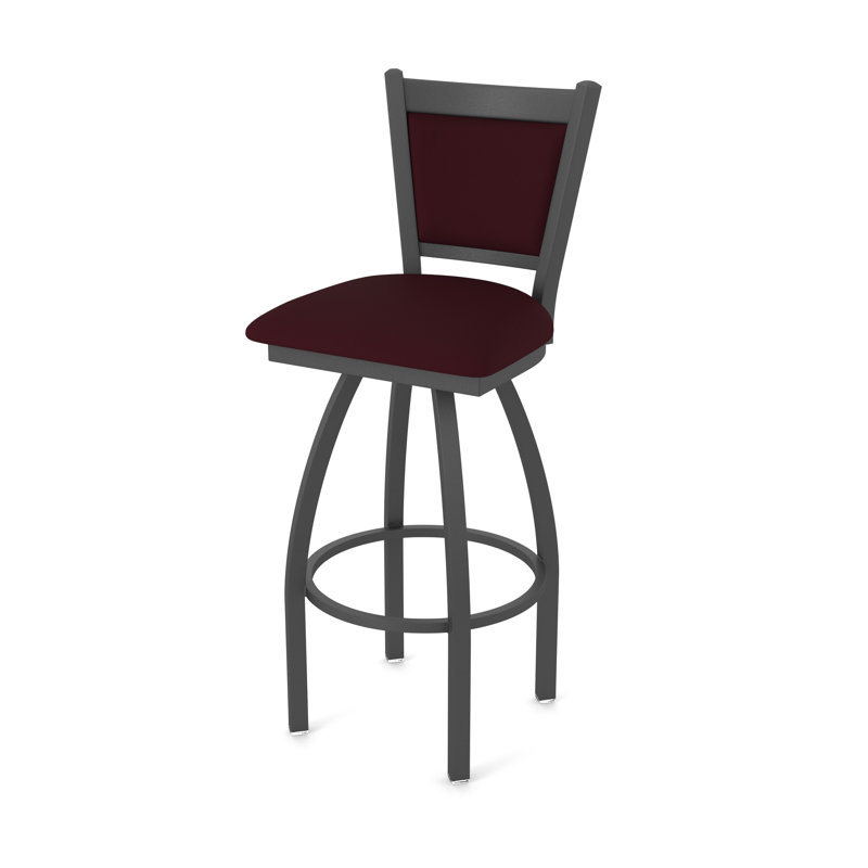 Tabouret pivotant Hadleigh, Vinyle - bordeaux Canter, Étain, Tabouret de bar (siège d’une hauteur de 30 po)