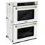 ZLINE 30 in. Autograph Double Wall Oven w/ Air Fry and White Doors w/ Gold Handles-1490436592