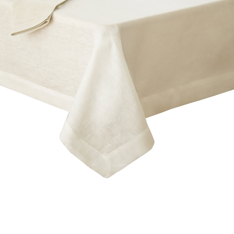 La Classica Solid Color Linen Tablecloth, 96" L x 70" W, Ivory