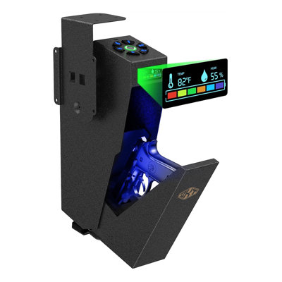 Coffre-fort pour armes de poing à fixation biométrique avec écran LCD, accès rapide pour table de chevet, bureau ou véhicule