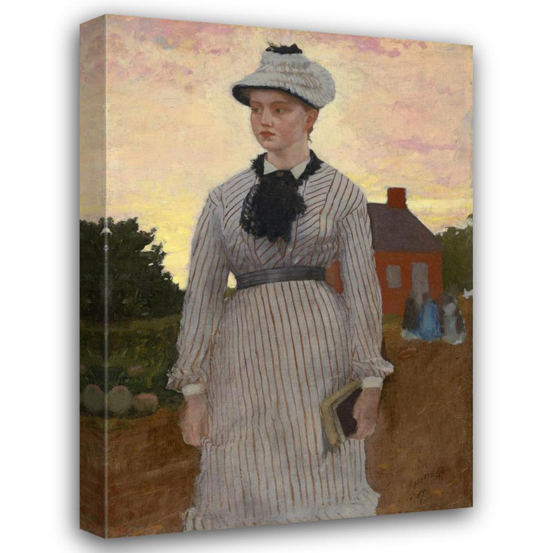 «The Red School House» par Winslow Homer - Art mural sur toile tendue avec châssis, H 18 po x l 14 po