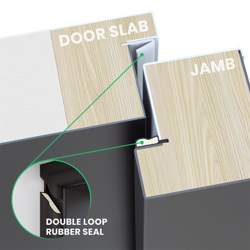 Aura Black Zinc-Galvanized Steel Front Door with Frosted Glass