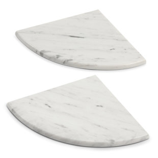 Lovdeco 2 Pcs Black Marble Corner Shelf, Nero Marquina Black Marble Corner Shower Shelf, Polished 9" Round Edge Corner Shelves for Bathroom, Kitchen, Office, Living Room, 2 Piece