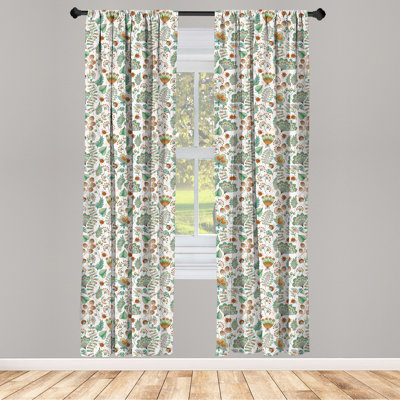 Floral Semi-Sheer Rod Pocket Curtain Panels