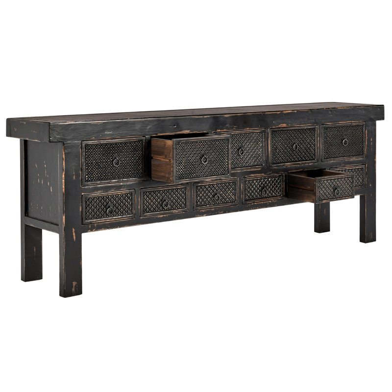 Lahey 93'' W Solid Wood Console Table, Black