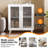 32.5''H White accent Storage Cabinet With 2 Glass Doors And Adjustable Shelf