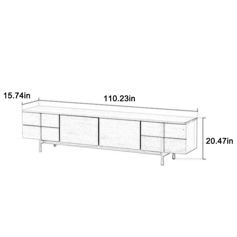 Solid wood TV stand Double drawer, Black, 20.47" H x 110.23" L x 15.74" W