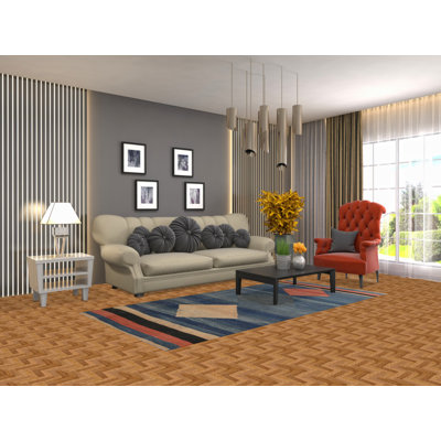 Tapis kilim géométrique bleu 4 x 8