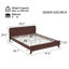 LIT EN GRAND BOIS PINE, TAILLE GRANDE ET STABLE, PAS DE BOÎTE À RESSORTS NÉCESSAIRE, COULEUR NOYER FONCÉ