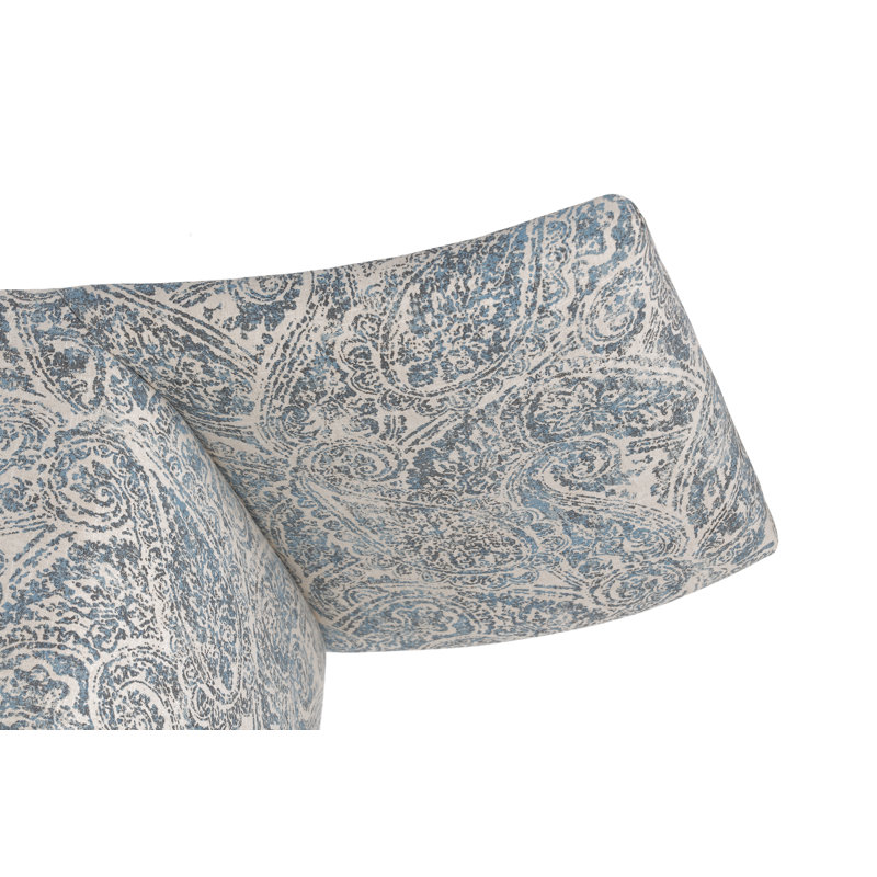 Lonara Upholstered Slipper Chair, Paisley Blue Linen Natural