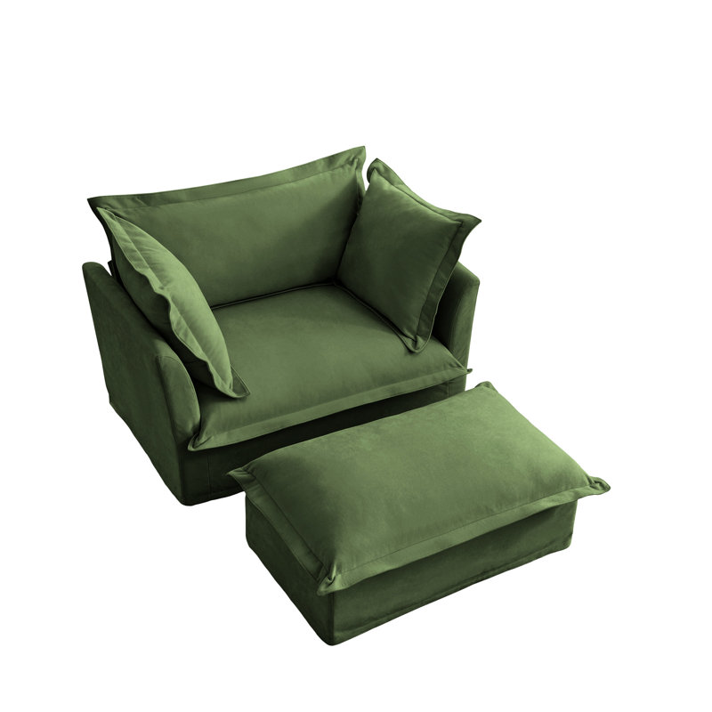 Fauteuil rembourré avec chenille, coussins gonflables, sièges profonds, housses amovibles, housse de protection pour le salon, tissu en chenille, assise confortable et spacieuse, structure en bois