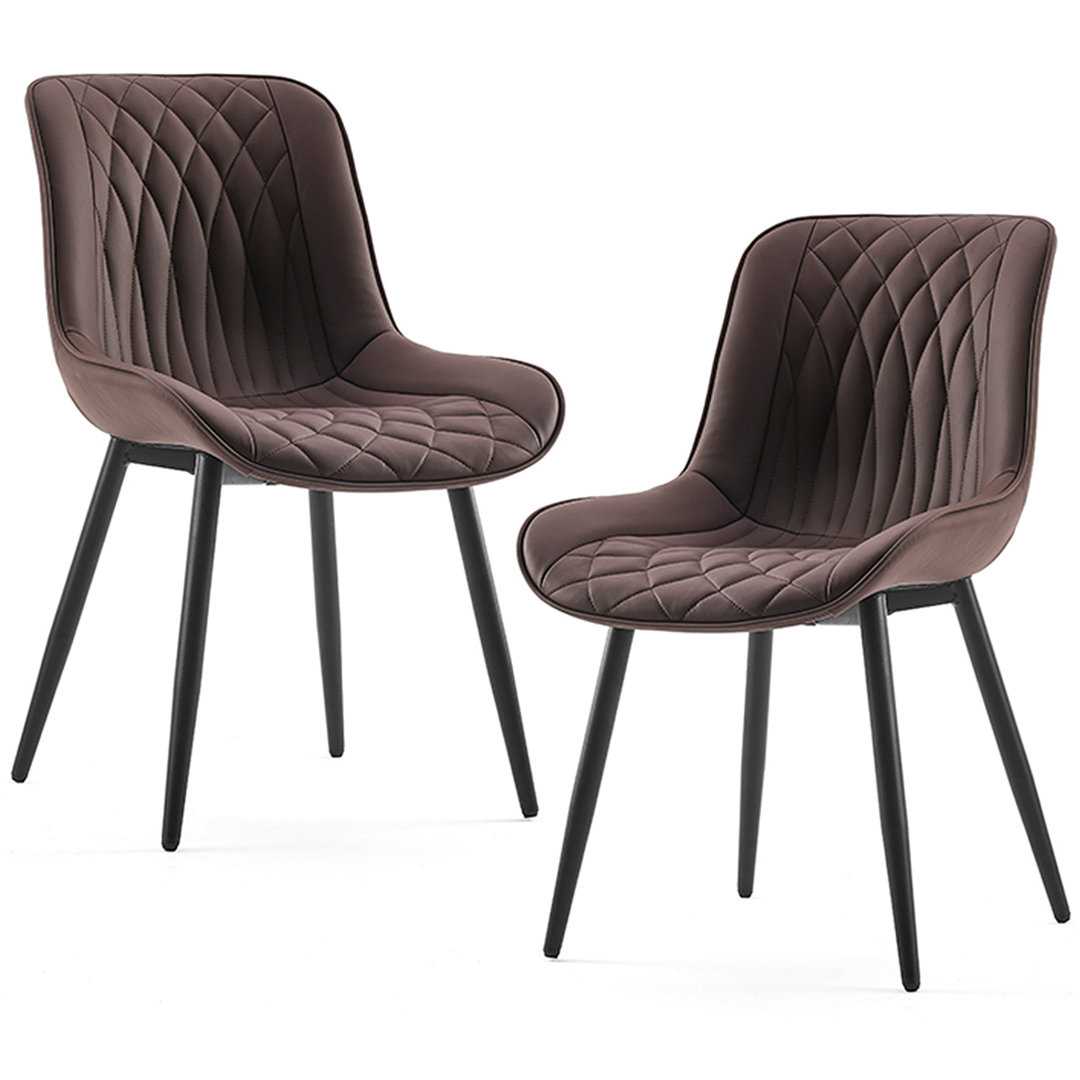 Modern Dining Chairs Faux Leather Upholstered Kitchen Chairs Side Chair With Metal Legs (Set of 2) George Oliver Upholstery 