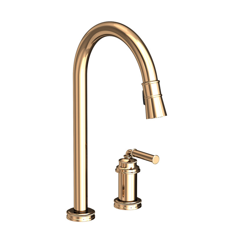 Taft Single Handle Pull Down Kitchen Faucet, French Gold