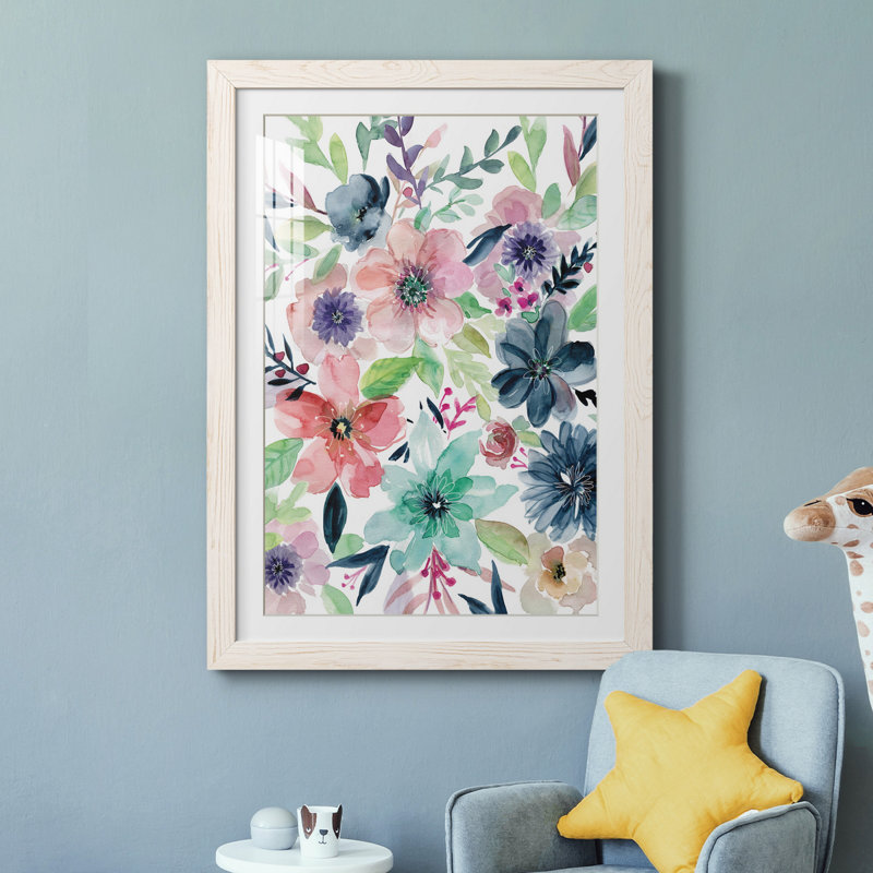 Cool and Serene - Peinture, H 24 po x l 18 po x P 1,5 po, Papier encadré blanc
