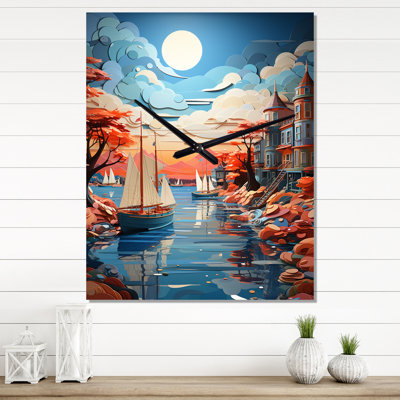 Jerilou - Horloge murale nautique et de plage surdimensionnée