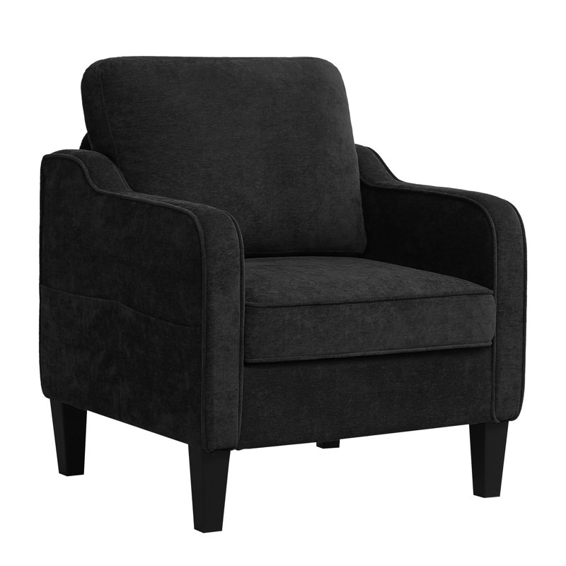 Chaises d'appoint Mid-Century avec coussins amovibles, Noir