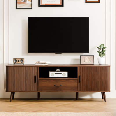 Meuble télé 62 po à coins arrondis avec tiroir et tablettes