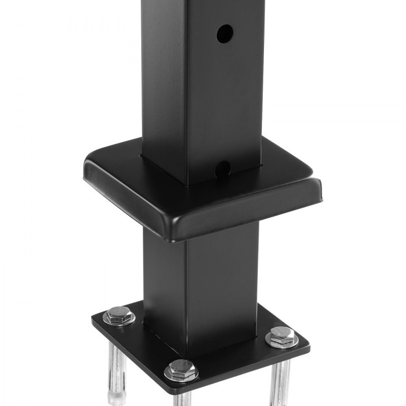 Poteau de garde-corps en câble, poteau de terrasse à trous horizontaux 1 x 2 po avec trous pré-percés, poteau de garde-corps en acier inoxydable avec support horizontal et incurvé, noir