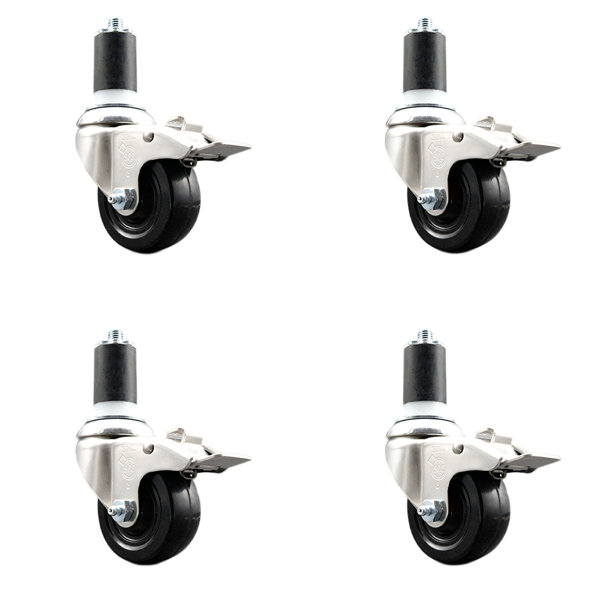 Hard Rubber Swivel Threaded Stem Caster W/5" X 1.25" Black