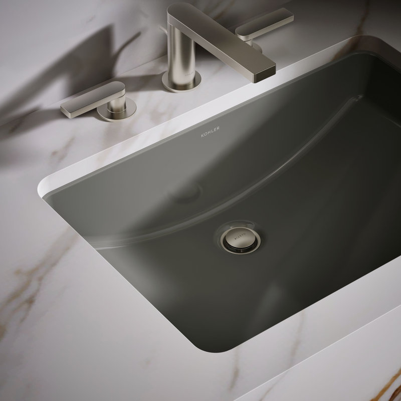 Ladena® Vitreous China Rectangular Undermount Bathroom Sink with Overflow, Thunder Gray