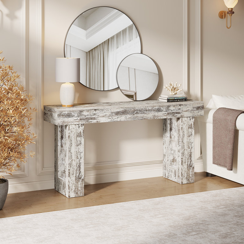 Brittanni 63'' Console Table, Distressed White