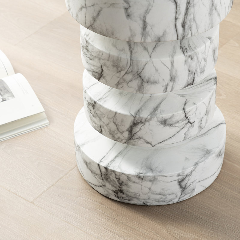 Tabouret d'appoint Sajana, Imitation marbre